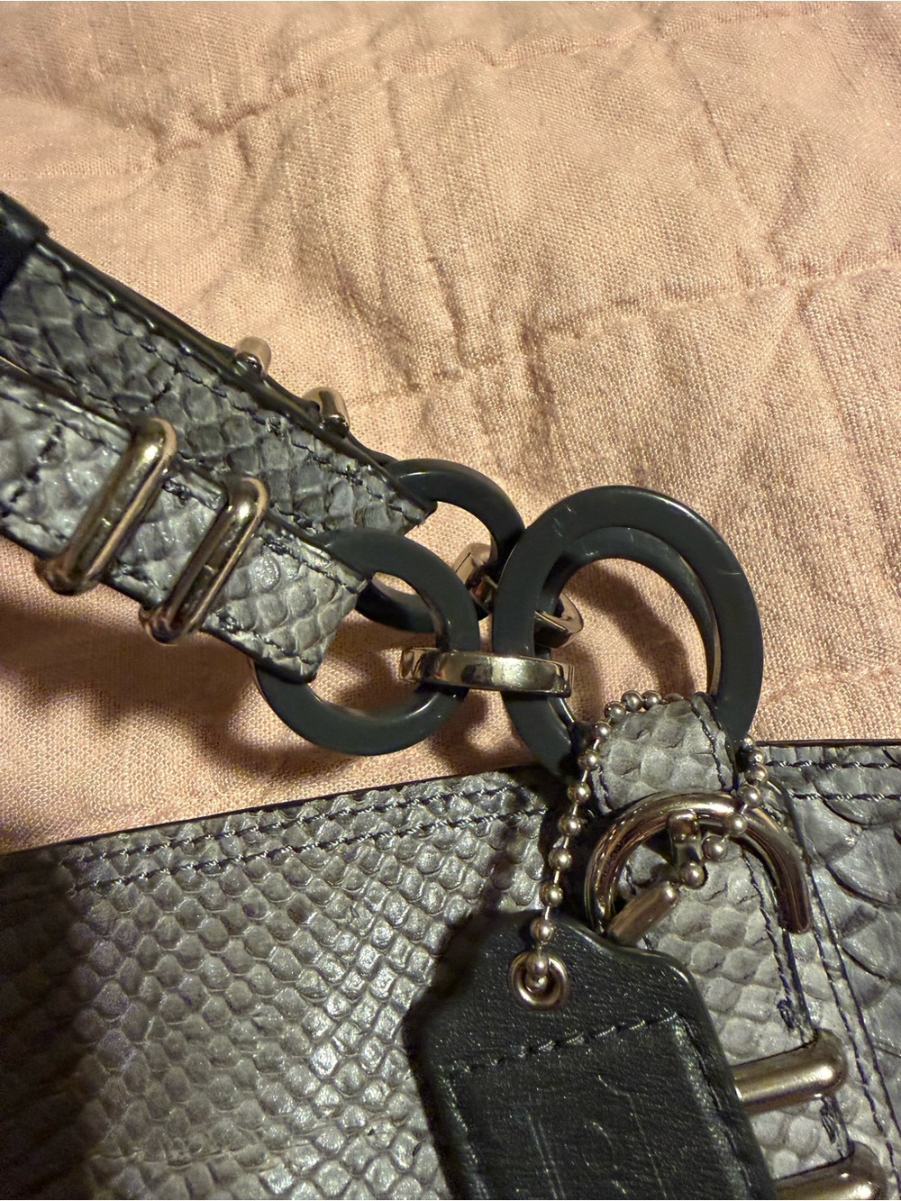 COACH KRISTIN Embossed Python Leather Shoulder Tote Bag Purse 2012 $798. - Picture 5 of 6